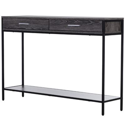 Konsolentisch Beistelltisch Regal mit 2 Schubladen 120x30x81.5cm Grau