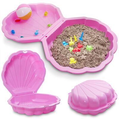 Sandkasten Muschel 103x40x88cm praktisch verschliessbar Rosa