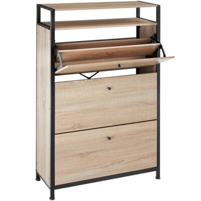 Schuhregal Industrial Holz hell, Eiche Sonoma 81 cm