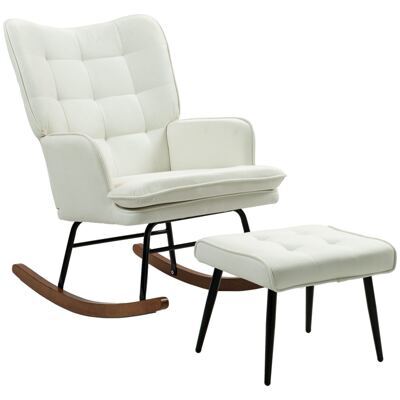 Schaukelstuhl Stillsessel für Wohnzimmer & Schlafzimmer mit Hocker ergonomisch