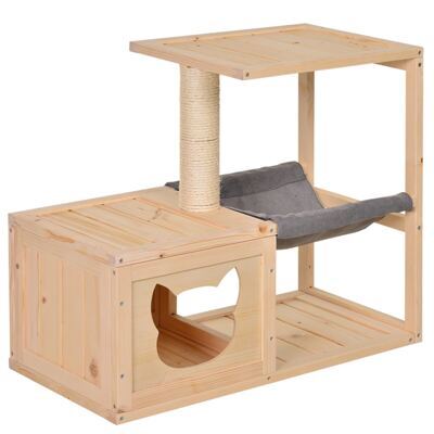 Katzenhaus Tannenholz 70x35x60cm Natur