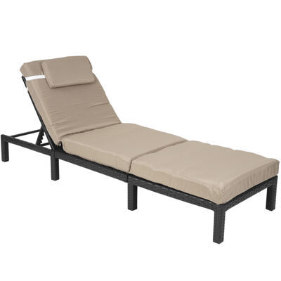 Rattan Sonnenliege Liegestuhl ~ Premium anthrazit Kissen creme