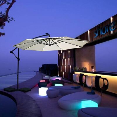 Sonnenschirm mit LED, 350 cm, weiss