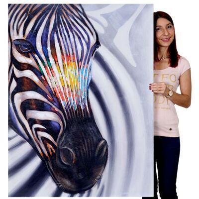 Ölgemäld Zebrakopf,100% handgemaltes Ölbild ~ 120x90cm